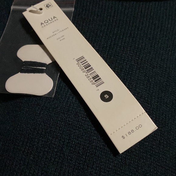 Aqua Cashmere Cold Shoulder S NWT Cashmere Sweater Pine Color - Picture 3 of 4